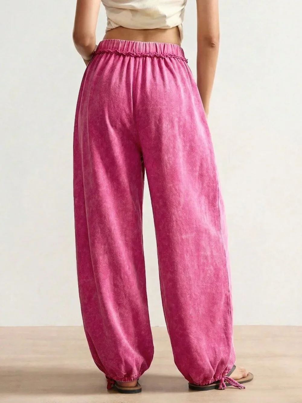 Casual Boho Hot Pink Women's Loose Knit Pants - Picture 2 of 6